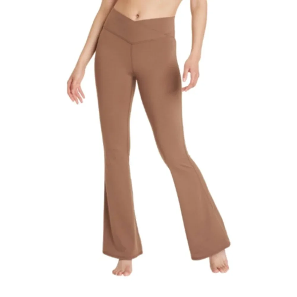 NWT Joylab Women's Size XXL Mocha High Rise Crossover Waistband Flare Leggings - Picture 1 of 14